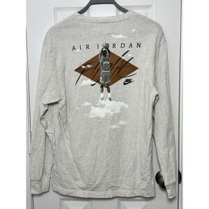 Nike Air Jordan Flight Long Sleeve Men's T-Shirt Sz‎ Small Gray Embroidered